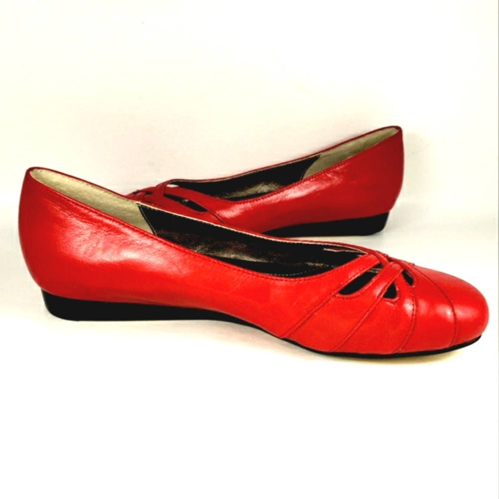 Array Red Leather, Slip On, Round Toe, Ballet Fla… - image 7
